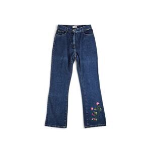 Y2k Euro Jeans High-Rise Flared Embroidered Fairycore Boho Festival - Size 28